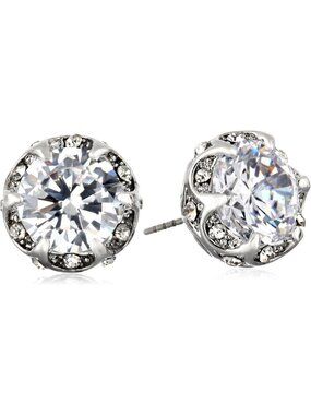 Sparkling Crystal Cubic Zirconia Ruffled Round Stud Earrings - Elegant Jewelry